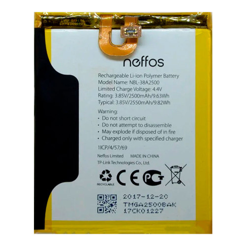 Аккумулятор TP-Link Neffos NBL-38A2500 для TP-Link Neffos X1 Lite TP904 (2550 mAh)