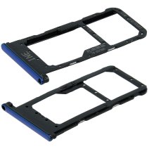 Держатель SIM-карты и карты памяти для Huawei Nova 3i (версия на 2×SIM) (Blue)