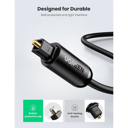 Аудиокабель AUX Ugreen AV122 S PDIF male to S PDIF male, Toslink (2 м) (Black)