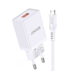 Сетевое зарядное устройство Jokade JB048 USB-A (15W · 3A) с кабелем USB-A – Micro-USB (White)