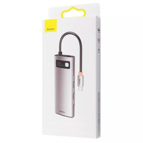 USB-хаб Baseus Metal Gleam Series 30Hz Version 5в1 Type-C (3xUSB 3.0 · HDMI 4K · Type-C · 100W) (Gray)