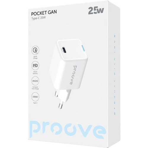 Сетевое зарядное устройство Proove Pocket Gan USB-C (25W · 3A) (White)