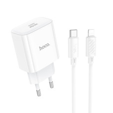 Сетевое зарядное устройство Hoco C76A Pro USB-C (30W · 3A) с кабелем Type-C – Lightning (White)