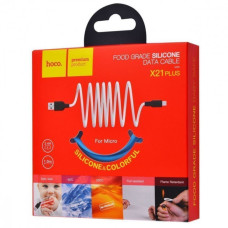 Кабель Hoco X21 Plus Silicone USB-A – Micro-USB (1 м · 12W · 2.4A) (Black/Blue)