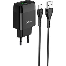 Сетевое зарядное устройство Hoco C72Q USB-A (18W · 3A) с кабелем USB-A – Type-C (Black)