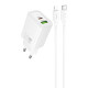 Сетевое зарядное устройство Hoco N61 USBA+USB-C (20W · 3A) с кабелем Type-C – Lightning (White)
