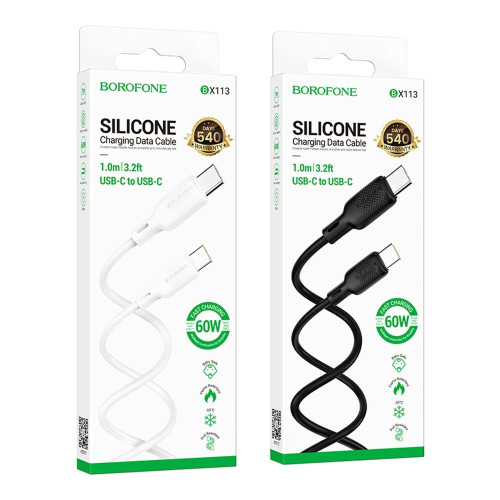 Кабель Borofone BX113 Type-C – Type-C (1 м · 60W · 3A) (White)