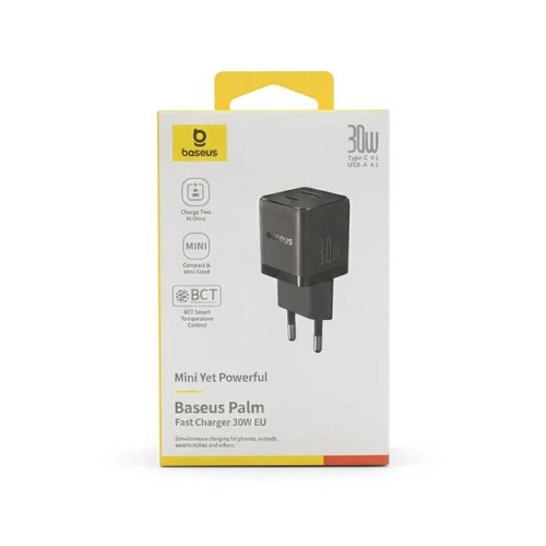 Сетевое зарядное устройство Baseus Palm Fast Charger USB-A+USB-C (30W · 3A) (P1011160A113-00) (Black)