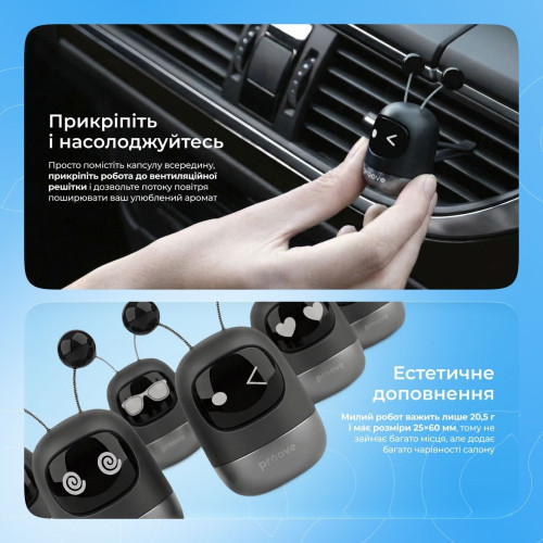 Ароматизатор для авто Proove Emoji Robot Luna на дефлектор (Black)
