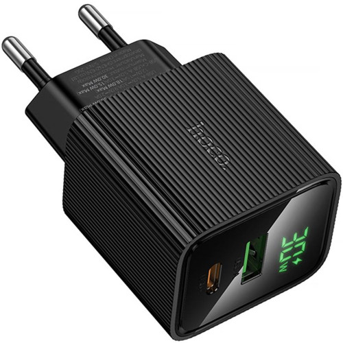 Сетевое зарядное устройство Hoco CS84A USB-A+USB-C (30W · 3A) (Black)