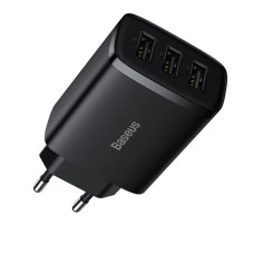 Мережевий зарядний пристрій Baseus Compact 3xUSB-A (17W · 2.4A) (CCXJ020101) (Black)