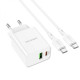 Сетевое зарядное устройство Borofone BA69A USB-A+USB-C (20W · 3A) с кабелем Type-C – Type-C (White)