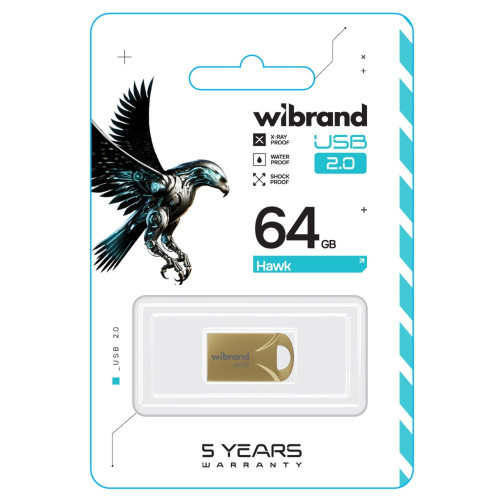 Флешка Wibrand Hawk 64GB USB 2.0 (Gold)