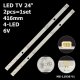 Пряма підсвітка для телевізора Telefunken 24″ MS-L1936 V1 (2 планки по 416 мм, 4 LED, лінза 15,5 мм, 6 В)