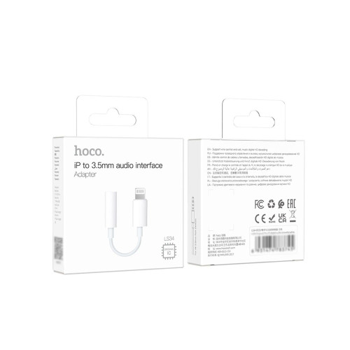 Переходник Hoco LS34 Lightning – 3.5 мм (White)