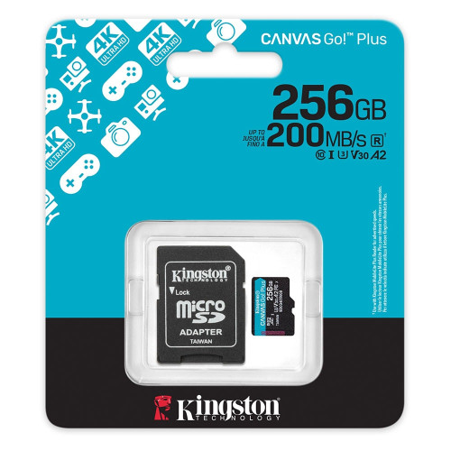 Карта памяти Kingston Canvas Go Plus microSDXC 256GB + адаптер SD