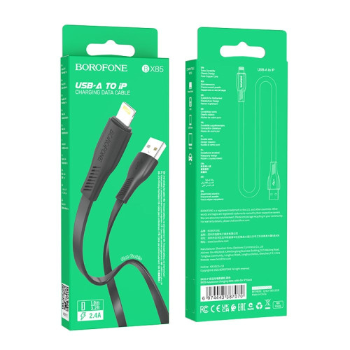 Кабель Borofone BX85 USB-A – Lightning (1 м · 12W · 2.4A) (Black)