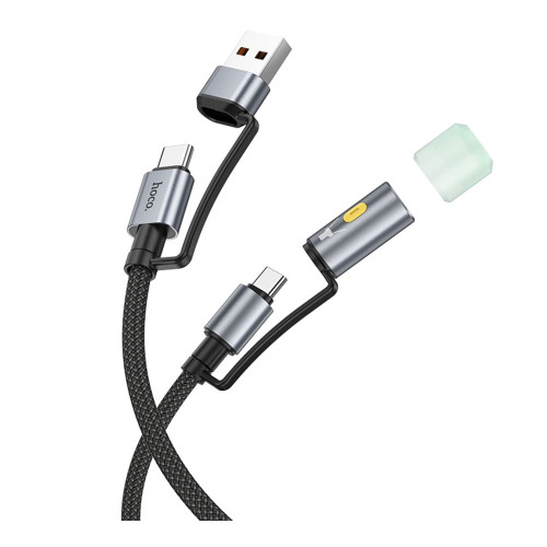 Кабель Hoco U138 Type-C – Type-C and USB з ліхтариком (1.2 м · 60W · 3A) (Black)