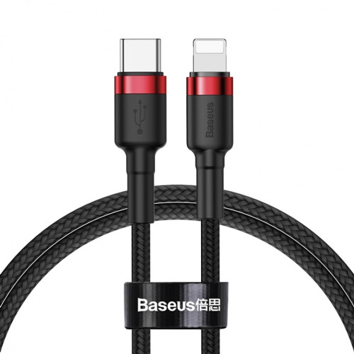 Кабель Baseus Cafule Type-C – Lightning (1 м · 18W · 2.4A) (CATLKLF-91) (Black/Red)