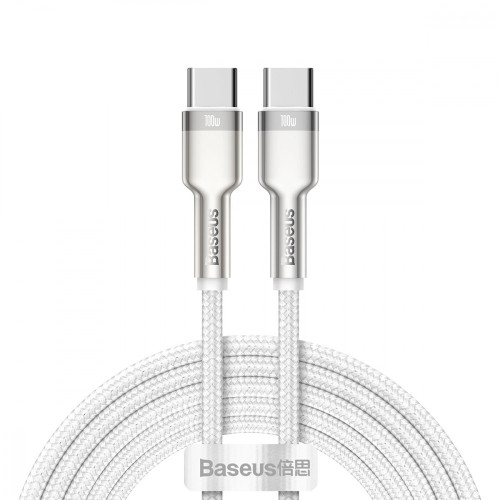 Кабель Baseus Cafule Metal Type-C – Type-C (2 м · 100W · 5A) (CATJK-D02) (White)