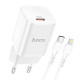 Сетевое зарядное устройство Hoco N19 USB-C (25W · 3A) с кабелем Type-C – Lightning (White)