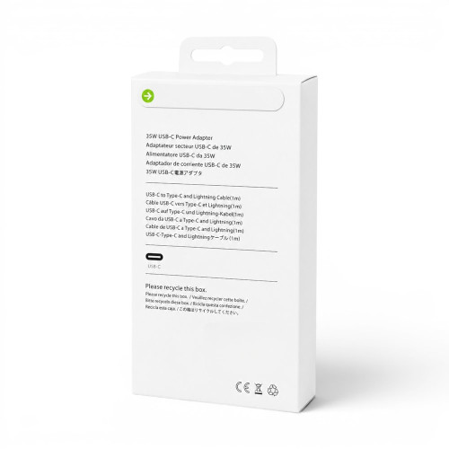 Сетевое зарядное устройство для iPhone USB-C with cable C-C+L (35W) (NO LOGO) (White)