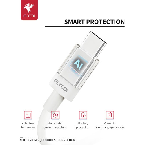 Кабель FLYCDI FLK005 Type-C – Type-C (1 м · 45W · 6A) (White)