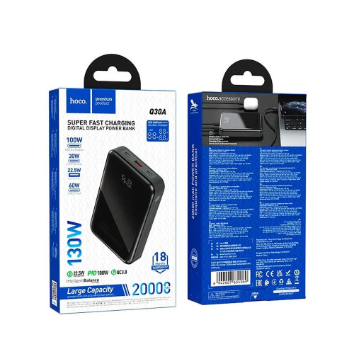 Повербанк Hoco Q30A Fast charge 130W (20000 mAh) (Black)