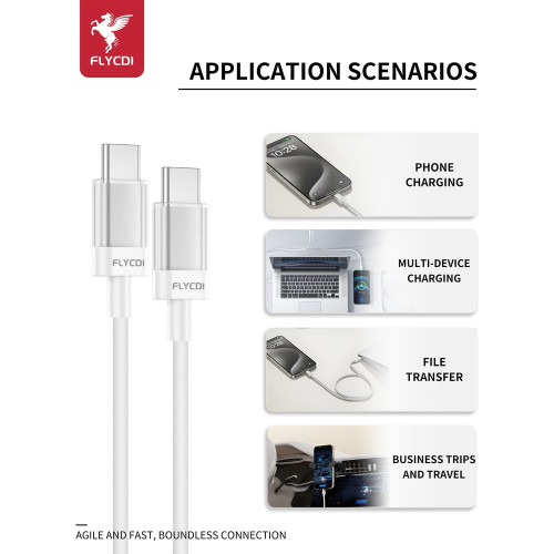 Кабель FLYCDI FLK005 Type-C – Type-C (1 м · 45W · 6A) (White)