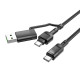Кабель Hoco U106 2-в-1 Type-C100W 5A+Type-C to USB 2.4A (1.2 м) (Black)