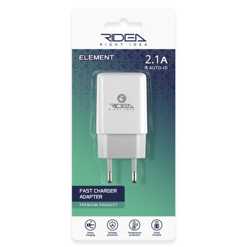 Мережевий зарядний пристрій Ridea RW-11011 Element USB-A (10.5W · 2.1A) (White)