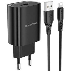 Мережевий зарядний пристрій Borofone BN1 USB-A (10.5W · 2.1A) з кабелем USB-A – Lightning (Black)