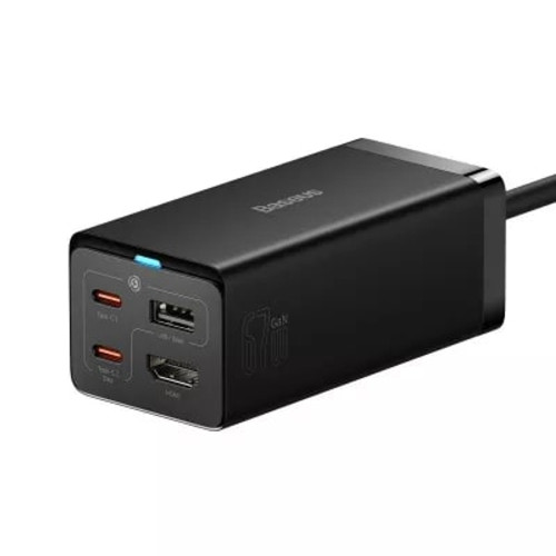 Сетевое зарядное устройство Baseus GaN5 Pro USB-A+2xUSB-C+HDMI (67W · 5A) с кабелем Type-C – Type-C 100W 5A (CCGP110201) (Black)