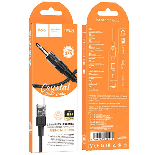 Аудиокабель AUX Hoco UPA27 Type-C – 3.5 мм (1.2 м) (Black)