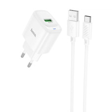 Сетевое зарядное устройство Hoco C140A USB-A (18W · 3A) с кабелем USB-A – Type-C (White)