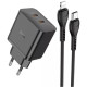 Сетевое зарядное устройство Hoco N35 2xUSB-C (45W · 3A) с кабелем Type-C – Lightning (Black)