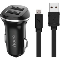 Автомобильное зарядное устройство Hoco Z1 2xUSB-A (10.5W · 2.1A) с кабелем USB-A – Micro-USB (Black)