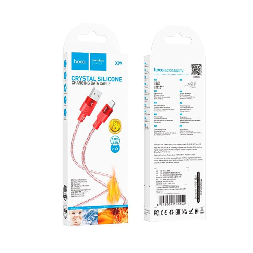 Кабель Hoco X99 USB-A – Micro-USB (1 м · 12W · 2.4A) (Red)