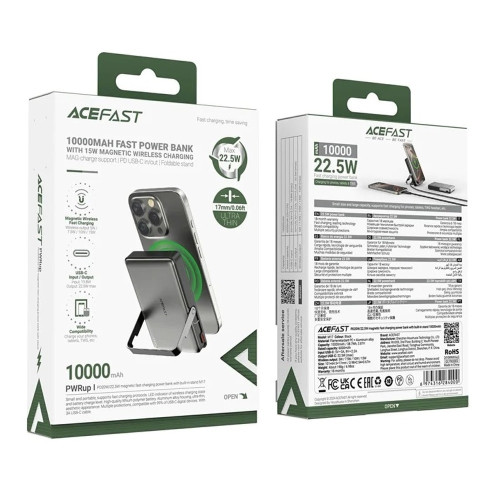 Повербанк Acefast M17 Magnetic PD20W (10000 mAh) (Black)
