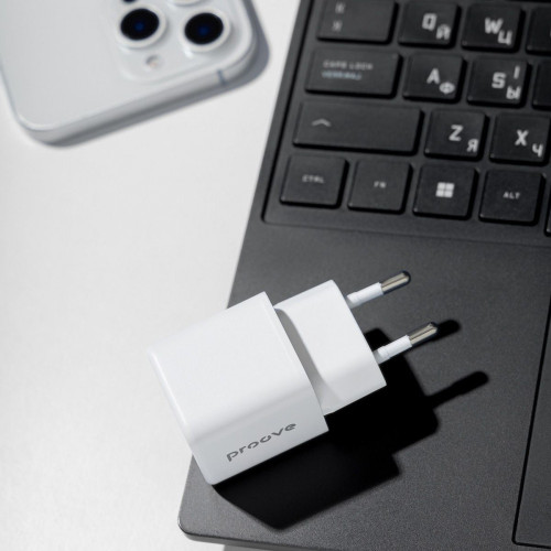 Сетевое зарядное устройство Proove Pocket Gan USB-A+USB-C (30W · 3A) (White)