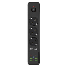 Мережевий фільтр Proove Power Socket P-03 на 3 розетки (4xUSB-A+2xUSB-C · 2 м) (Black)