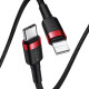 Кабель Baseus Cafule Type-C – Lightning (1 м · 18W · 2.4A) (CATLKLF-91) (Black/Red)