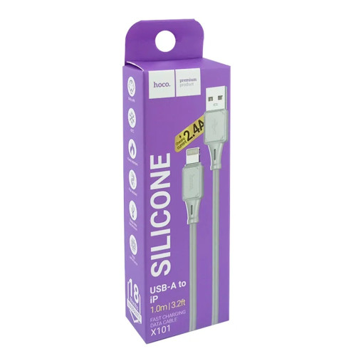 Кабель Hoco X101 USB-A – Lightning (1 м · 12W · 2.4A) (Gray)