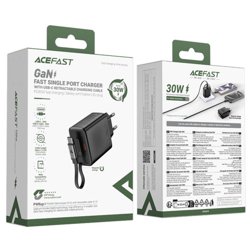 Сетевое зарядное устройство Acefast A110 2xUSB-C (30W · 3A) (Black)