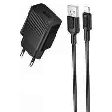 Сетевое зарядное устройство Borofone BAS71A USB-A (10.5W · 2.1A) с кабелем USB-A – Lightning (Black)