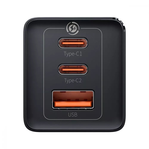 Сетевое зарядное устройство Baseus GaN5 Pro USB-A+2xUSB-C (65W · 3A) с кабелем Type-C – Type-C 100W 5A (CCGP120201) (Black)