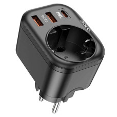 Мережевий зарядний пристрій Hoco NS3 2xUSB-A+USB-C (20W · 3A) (Black)