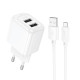 Сетевое зарядное устройство Hoco CS51A 2xUSB-A (12W · 2.4A) с кабелем USB-A – Micro-USB (White)
