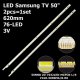 Боковая подсветка для телевизора Samsung 50″ 50NNB (2 планки по 620 мм, 76 LED 7x2 мм, 3 В)