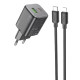 Сетевое зарядное устройство Hoco N41 USB-A+USB-C (20W · 3A) с кабелем Type-C – Lightning (Black)